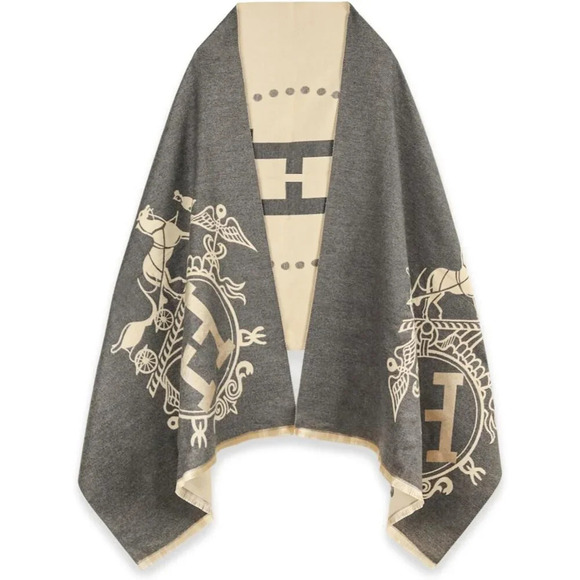 No Brand Accessories - Women Grey Scarfs Pashmina Silky Shawl  Wrap Blanket Open Front Poncho Cape